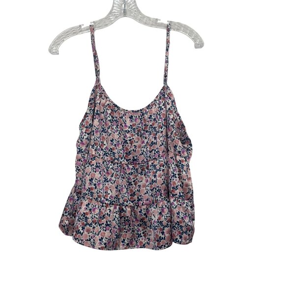 Sicuergute Floral Print Cami Top Shirt Pink Blue Large New WOT Ruffle Hem - Picture 2 of 8